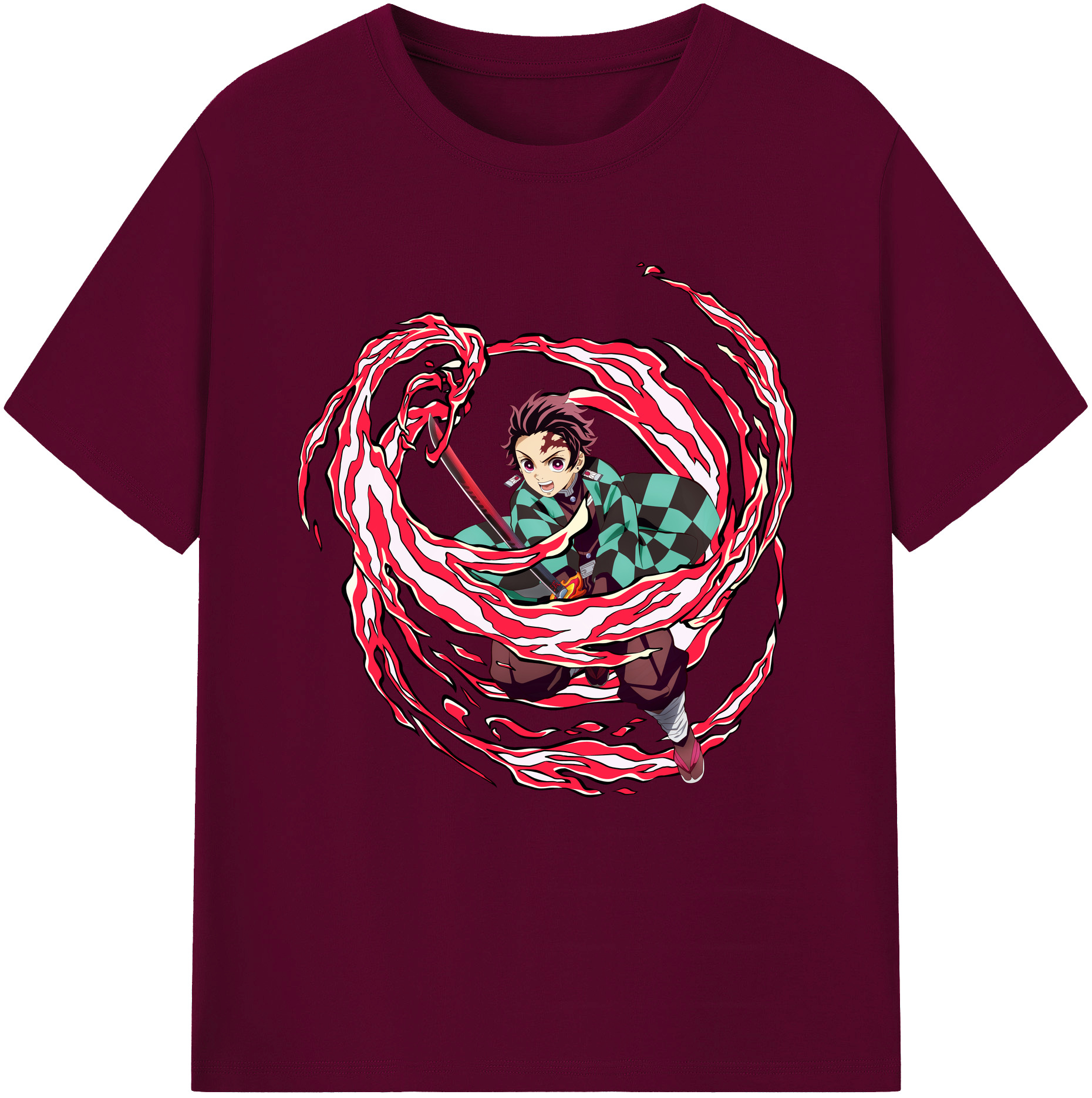 （画像用） 鬼滅の刃 竈門 炭治郎／かまど たんじろう Kamado Tanjirou レディースカジュアルプリントTシャツ（綿100％）